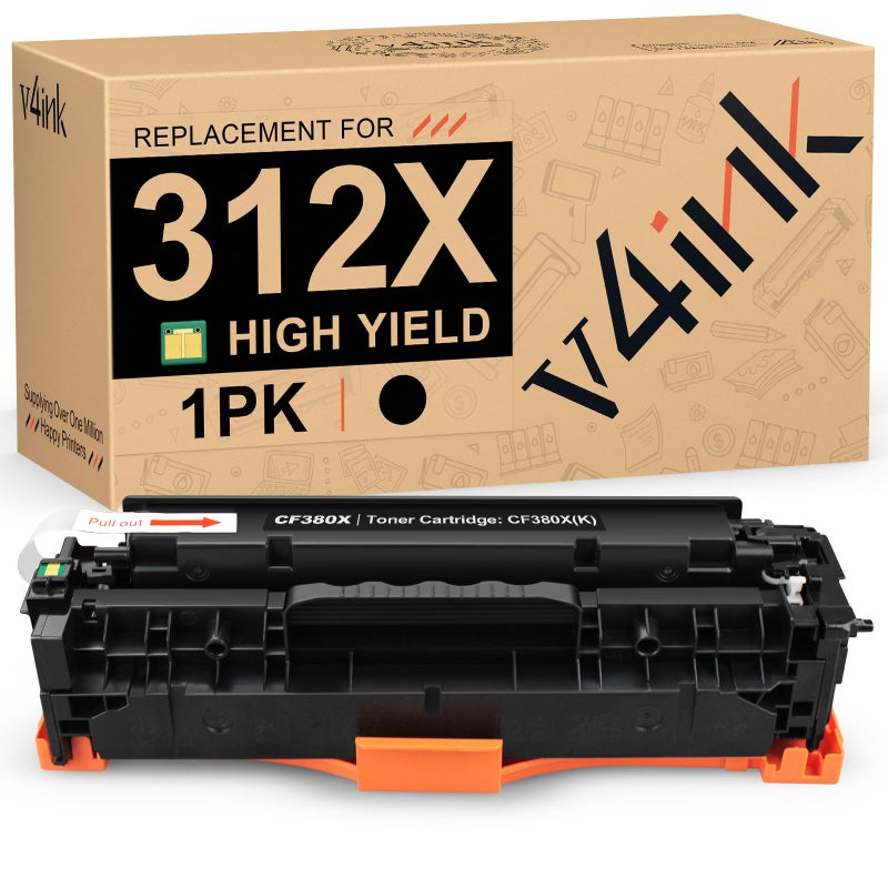 v4ink 312X Remanufactured Toner Cartridge Replacement for HP 312A 312X CF380A CF380X Toner Cartridge Ink for HP Pro MFP M476nw M476dn M476dw M476 Printer - 1PK High Yield Black - Image 1